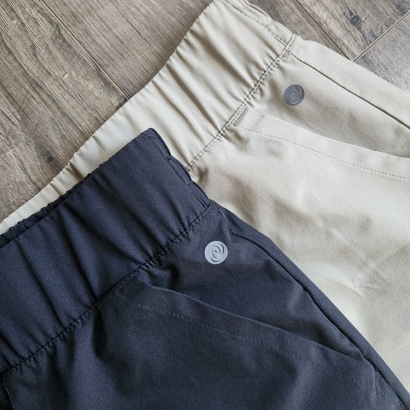 Apana Pants - 2 Apana Black Beige Lightweight Pull On Trouser Pants Flat Front Pocket Sz Large
